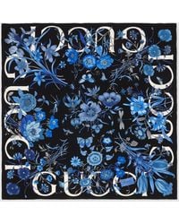 Gucci - Floral Print Silk Carré - Lyst