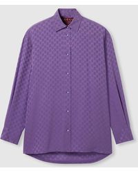 Gucci - Camisa Oversize De Jacquard De Seda Con Gg, Talla - Lyst
