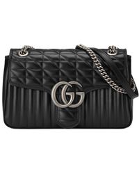 Borsa a spalla gg marmont matelassé misura media di Gucci in Nero | Lyst