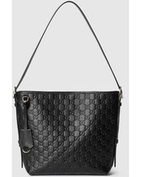 Gucci - 〔Ggエンブレム〕スモール ショルダーバッグ, ブラック, レザー - Lyst