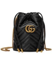 Gucci Mini borsa a secchiello GG Marmont - Nero