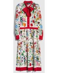 Gucci - Printed Silk Crêpe De Chine Chemisier Dress - Lyst