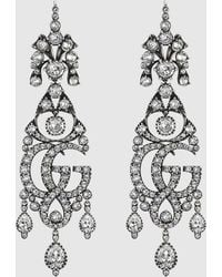 Gucci - Gg Marmont Crystal Chandelier Earrings - Lyst