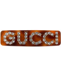 Gucci Crystal Single Hair Barrette - Brown