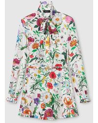 Gucci - Printed Silk Twill Dress - Lyst