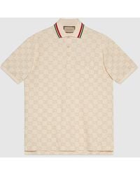 Gucci - Poloshirt Aus Baumwoll-Piqué Mit GG - Lyst