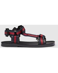 Gucci - Leather Sandal With Web Strap - Lyst