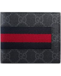 Gucci Brieftasche aus GG Supreme mit Webstreifen - Rot