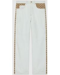 Gucci - Washed Organic Denim Trouser With GG - Lyst