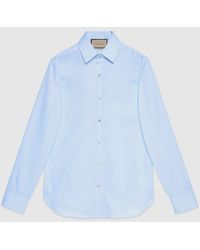 Gucci - Cotton Shirt With Double G Embroidery - Lyst