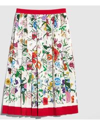 Gucci - Printed Silk Pleated Skirt - Lyst