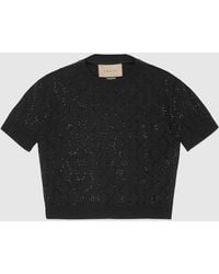 Gucci - Fine Wool Gg Crystal Top - Lyst