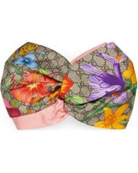 Gucci GG Flora Print Silk Headband - Naturel
