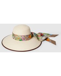 Gucci - Panama Twill Hat With Silk Ribbon - Lyst