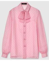 Gucci - Printed Silk Chiffon Shirt - Lyst