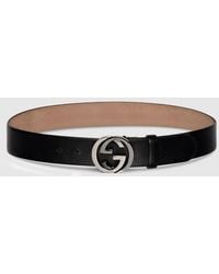 Gucci - Wide Belt With Interlocking G Buckle, Size 100 - Lyst