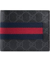 Gucci Brieftasche aus GG Supreme mit Webstreifen - Schwarz