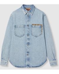 Gucci - Chemise En Denim Délavé Avec Insert Gg, Taille - Lyst