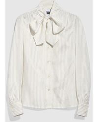 Gucci - Pinstripe Silk Shirt With Bow - Lyst