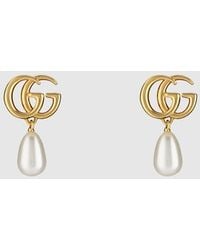 Gucci - Gg Marmont Pearl Drop Earrings - Lyst