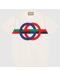 Gucci - Round gg Print Cotton T-shirt - Lyst