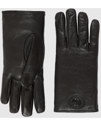 Gucci - Leather Gloves With Double G - Lyst