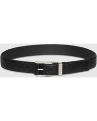 Gucci - Embossed Gg Belt With Squared Buckle, Size 100 - Lyst