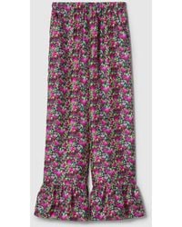 Gucci - Silk Pant With Floral Print - Lyst