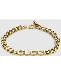 Gucci - Kettenarmband Mit Schriftzug - Lyst