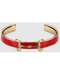 Gucci - Horsebit Bangle Bracelet With Enamel, Size M, -Toned Metal - Lyst