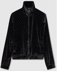 Gucci - Gg Stretch Velvet Devoré Zipped Jacket - Lyst