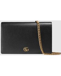 Gucci GG Marmont Mini-Tasche aus Leder mit Kette - Schwarz