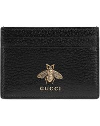 Gucci Bee Detail Leather Key Case in Black for Men | Lyst