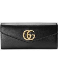 Gucci - Double G Broadway Clutch Leather Black - Lyst