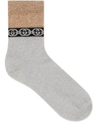 Gucci Socken mit GG Ketten-Motiv - Mettallic