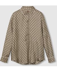 Gucci - Bluse Aus Seidentwill Mit Print, Grösse - Lyst