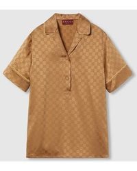 Gucci - Ggサテン シャツ, ベージュ, ウェア - Lyst