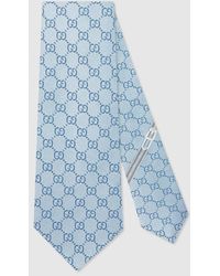 Gucci - Silk Tie With Gg Motif - Lyst