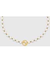Gucci - Interlocking Pearl Necklace - Lyst