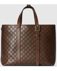 Gucci - Gg Emblem Large Tote Bag, Leather - Lyst