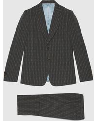 Gucci Formeller anzug aus wolle mit horsebit-streifen - Grau