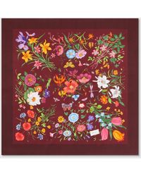 Gucci - Printed Flora Silk Twill Carré - Lyst
