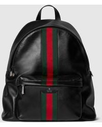 Gucci - Web Trademark Large Backpack, Leather - Lyst