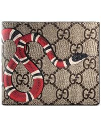 Gucci Bestiary Snake-print Canvas And Leather Wallet - Natural