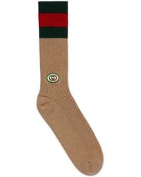 Gucci Socken aus Wolle mit GG Patch - Braun