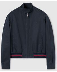 Gucci - Cotton Twill Zip Jacket With Web - Lyst