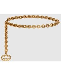 Gucci - Chain Belt With Interlocking G Charm, Size 95, Metal - Lyst