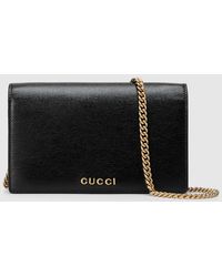 Gucci - Brieftasche Mit Kettenriemen Und Schriftzug - Lyst