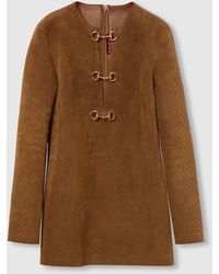 Gucci - ホースビット ディテール付き Ggスエード ドレス, ブラウン, ウェア - Lyst