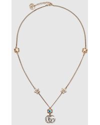 Gucci - Double G Necklace With Crystals - Lyst